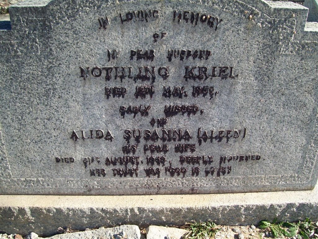 KRIEL Nothling -1950 &amp; Alida Susanna -1959