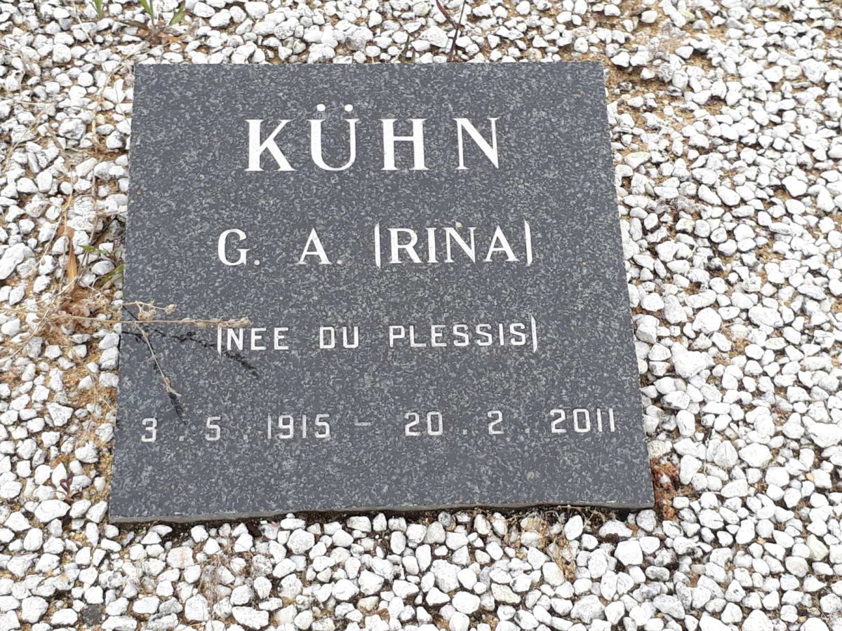 KUHN G.A. nee DU PLESSIS 1915-2011