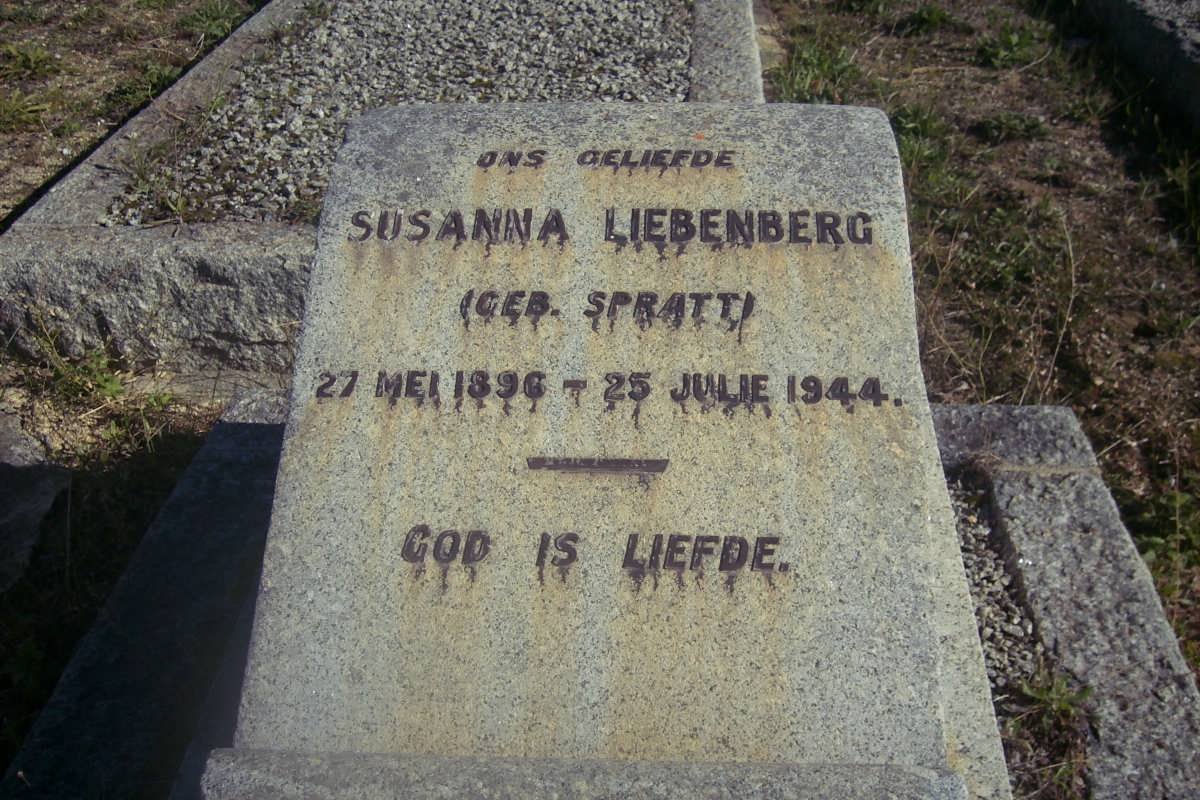 LIEBENBERG Susanna nee SPRATT 1896-1944