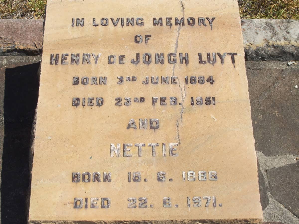 LUYT Henry de Jongh 1884-1951 &amp; Nettie 1888-1971