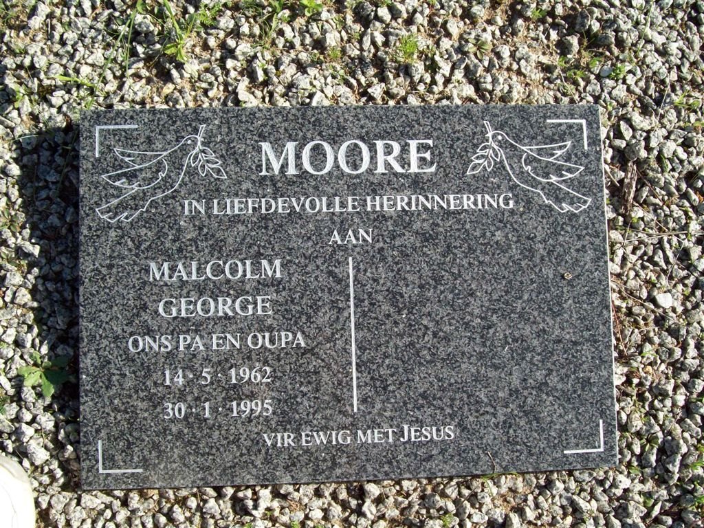 MOORE Malcolm George 1962-1995