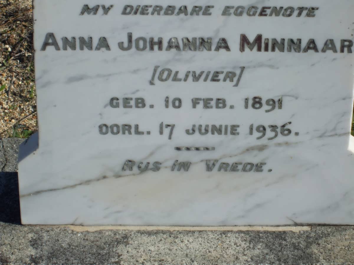 MINNAAR Anna Johanna nee OLIVIER 1891-1936