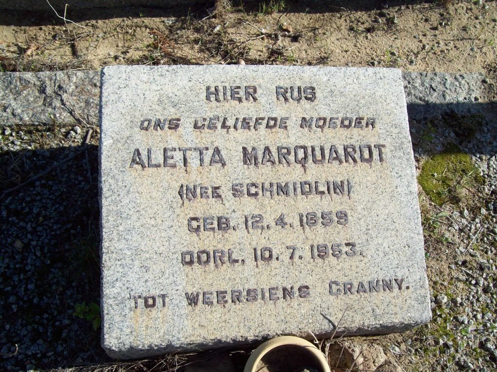 MARQUARDT Aletta nee SCHMIDLIN 1859-1953