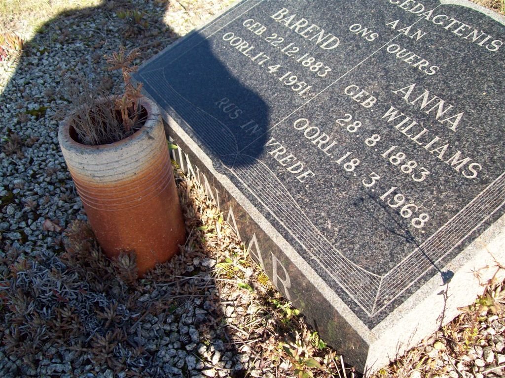 MINNAAR Barend 1883-1951 &amp; Anna WILLIAMS 1883-1968