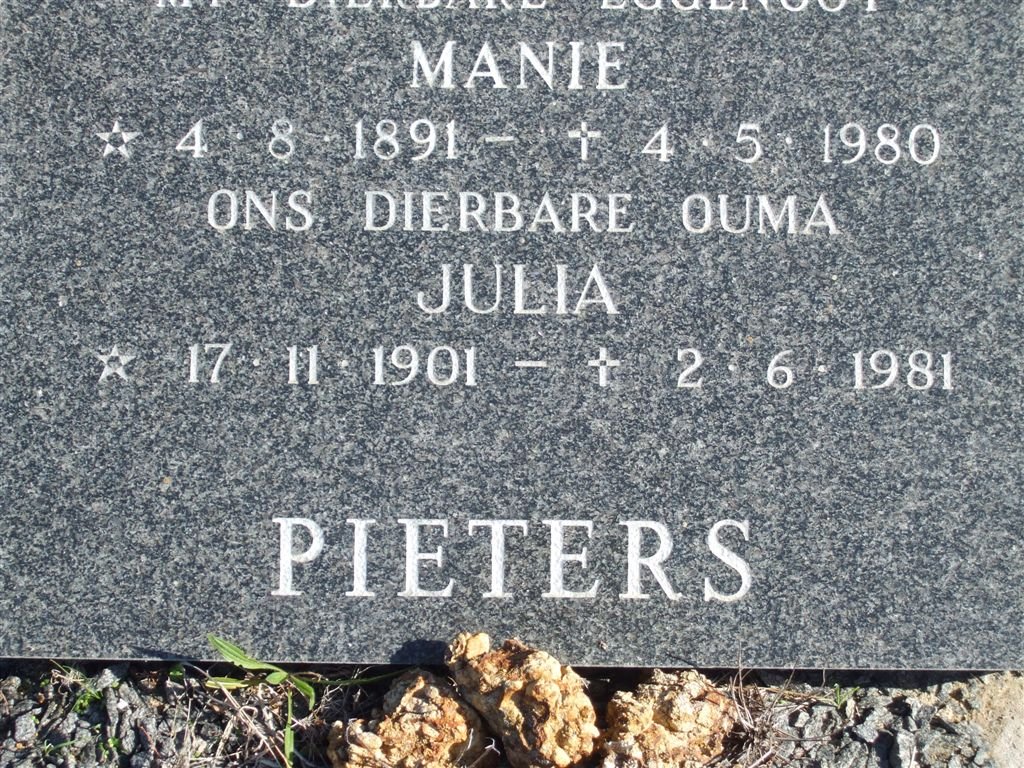 PIETERS Manie 1891-1980 &amp; Julia 1901-1981