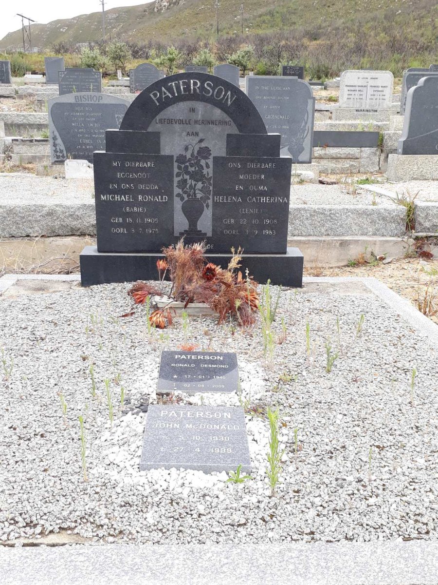 PATERSON Michael Ronald 1905-1975 &amp; Helena Catherina 1908-1963 :: PATERSON Ronald Desmond 1940-2009