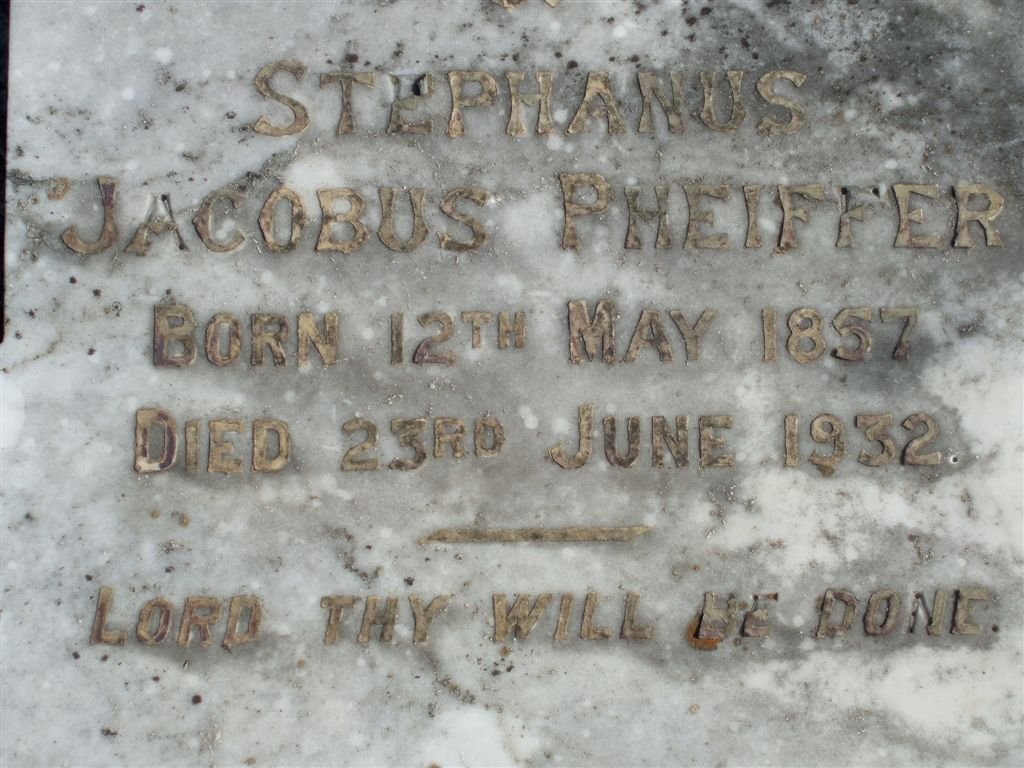 PHEIFFER Stephanus Jacobus 1857-1932