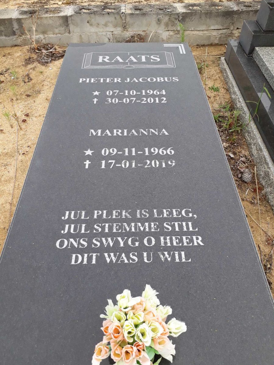 RAATS Peter Jacobus 1964-2012 &amp; Marianna 1966-2019