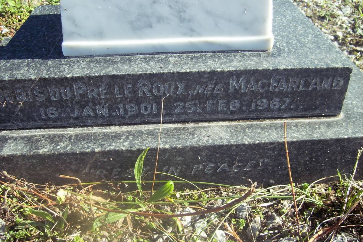 ROUX Doris du Pre, le nee MacFARLANE 1901-1967