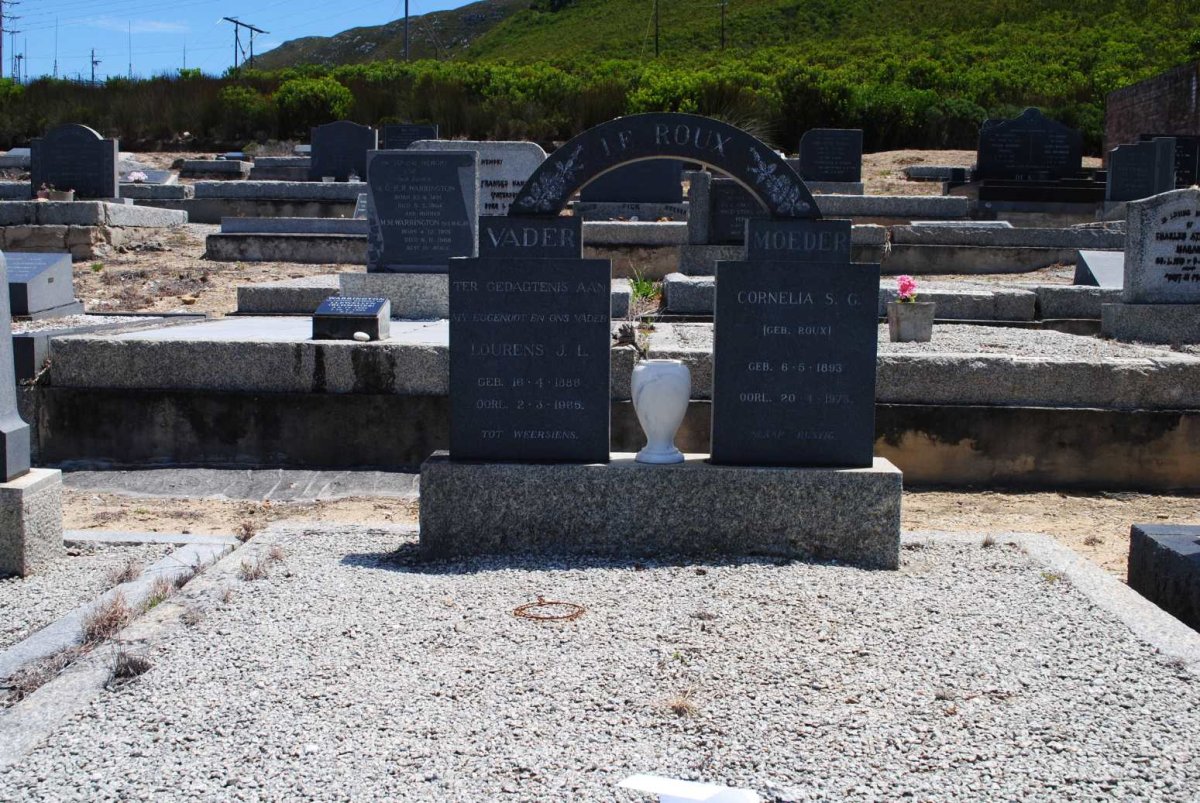 ROUX Lourens Johannes Lotter, le 1888-1965 &amp; Cornelia Susanna Gertruda ROUX 1893-1973