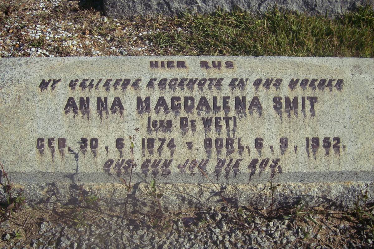 SMIT Anna Magdalena nee DE WET 1874-1952