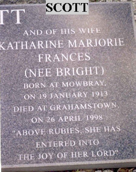 SCOTT Katharine Marjorie Frances nee BRIGHT 1913-1998