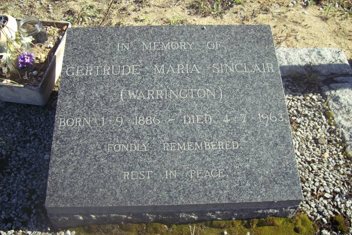 SINCLAIR Gertrude Maria nee WARRINGTON 1886-1963