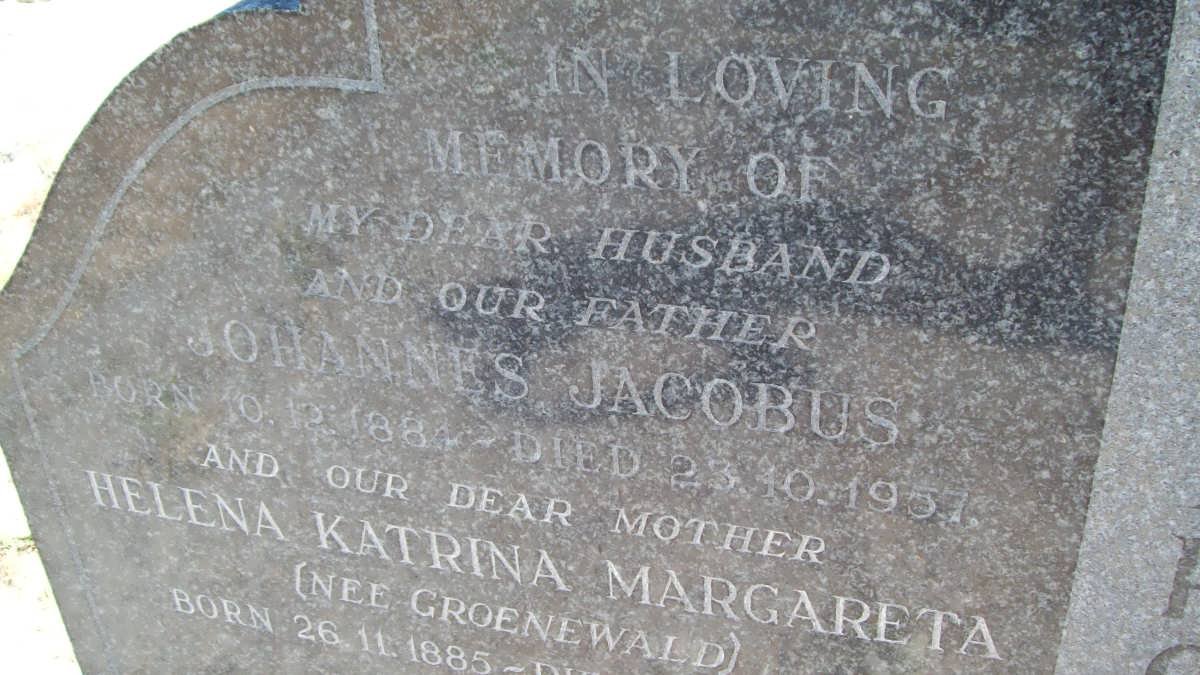 SWANEPOEL Johannes Jacobus 1884-1957 &amp; Helena Katrina Margareta GROENEWALD 1885-1960