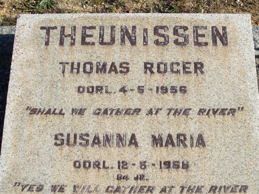 THEUNISSEN Thomas Roger -1956 &amp; Susanna Maria -1966
