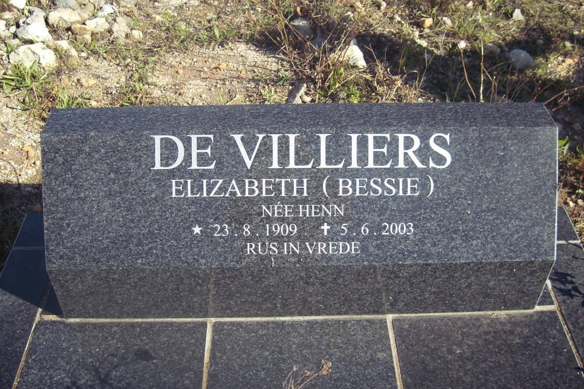 VILLIERS Elizabeth, de nee HENN 1909-2003
