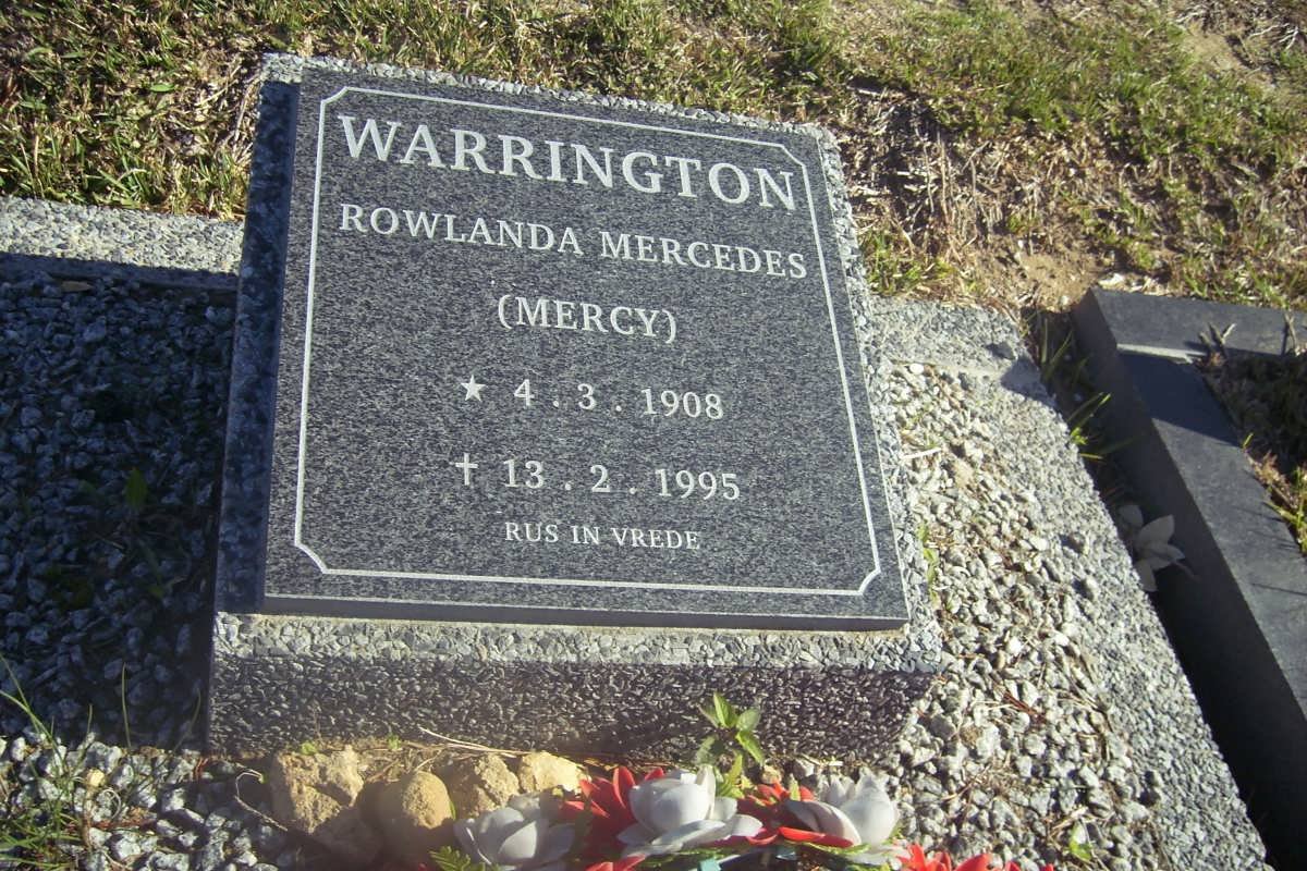 WARRINGTON Rowlanda Mercedes 1908-1995