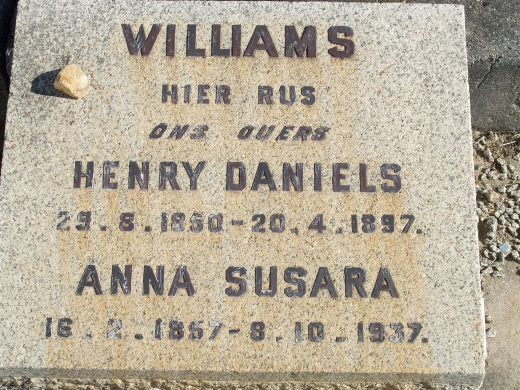 WILLIAMS Henry Daniels 1850-1897 &amp; Anna Susara 1857-1937