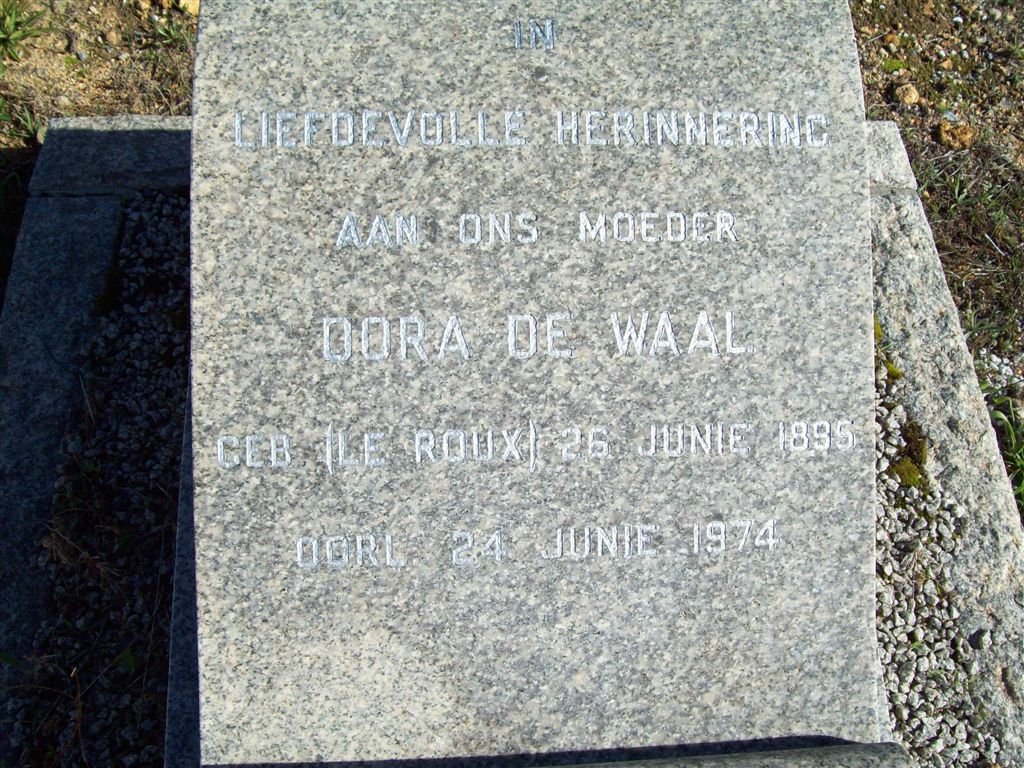 WAAL Dora, de nee LE ROUX 1895-1974