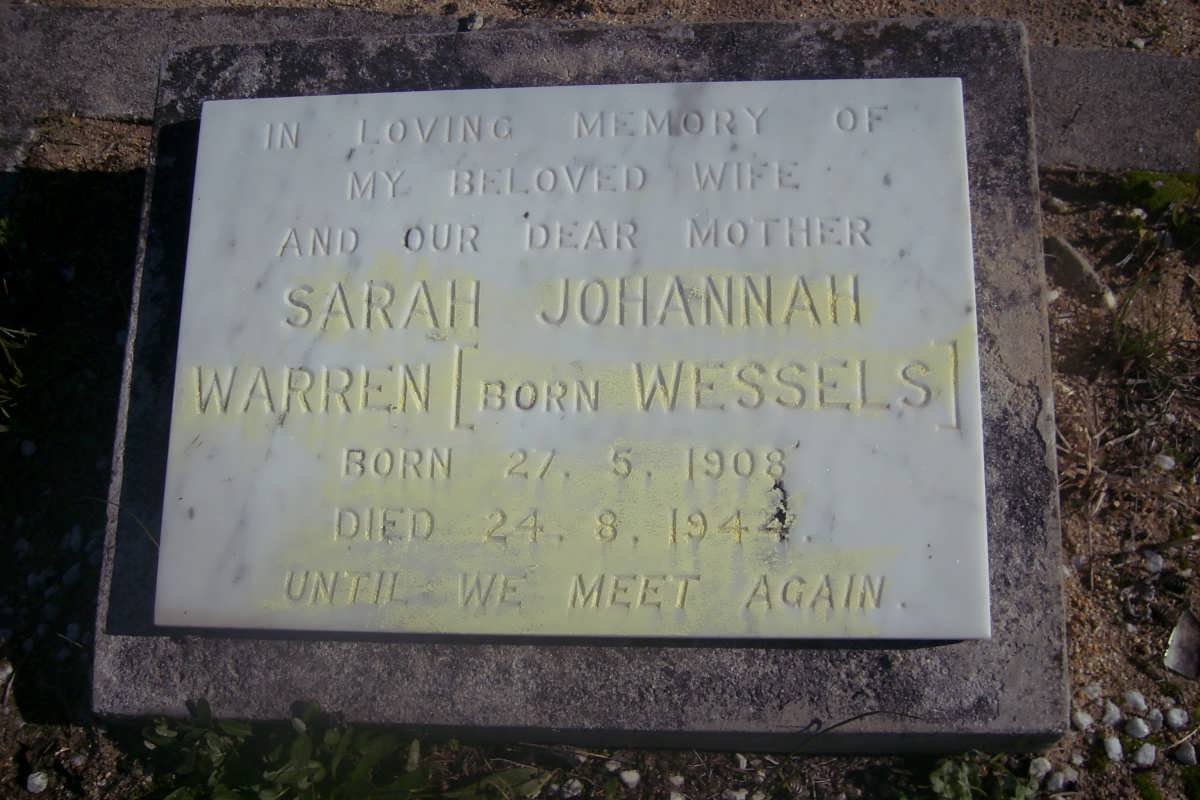 WARREN Sarah Johannah nee WESSELS 1908-1944
