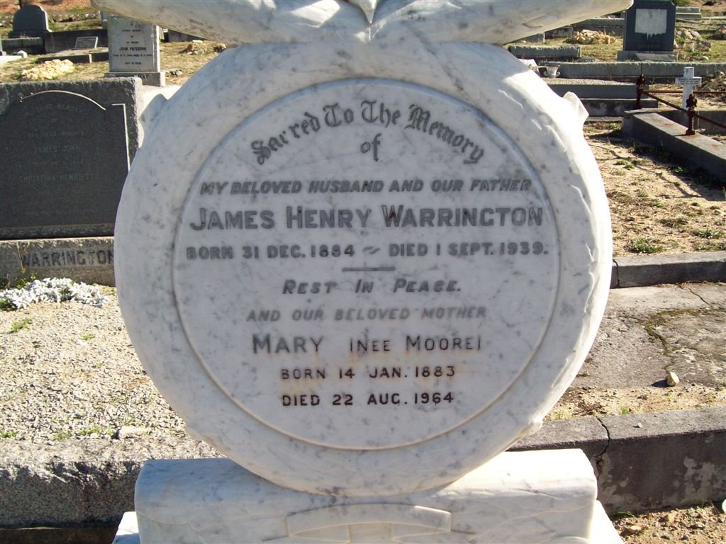 WARRINGTON James Henry 1884-1939 &amp; Mary MOORE 1883-1964