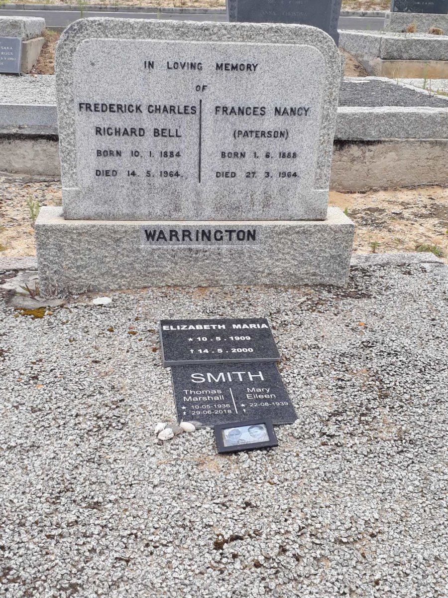 WARRINGTON Frederick Charles Richard Bell 1884-1964 &amp; Frances Nancy PATERSON 1888-1964