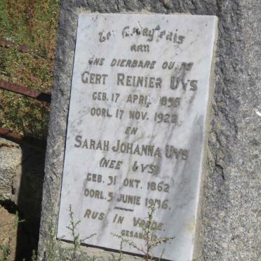 UYS Gert Reinier 1855-1922 &amp; Sarah Johanna UYS 1862-1936