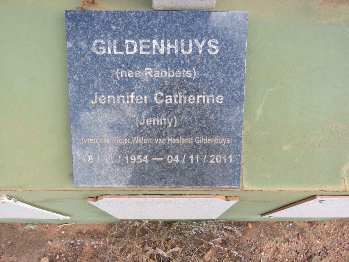 GILDENHUYS Jennifer Catherine nee RABBETS 1954-2011