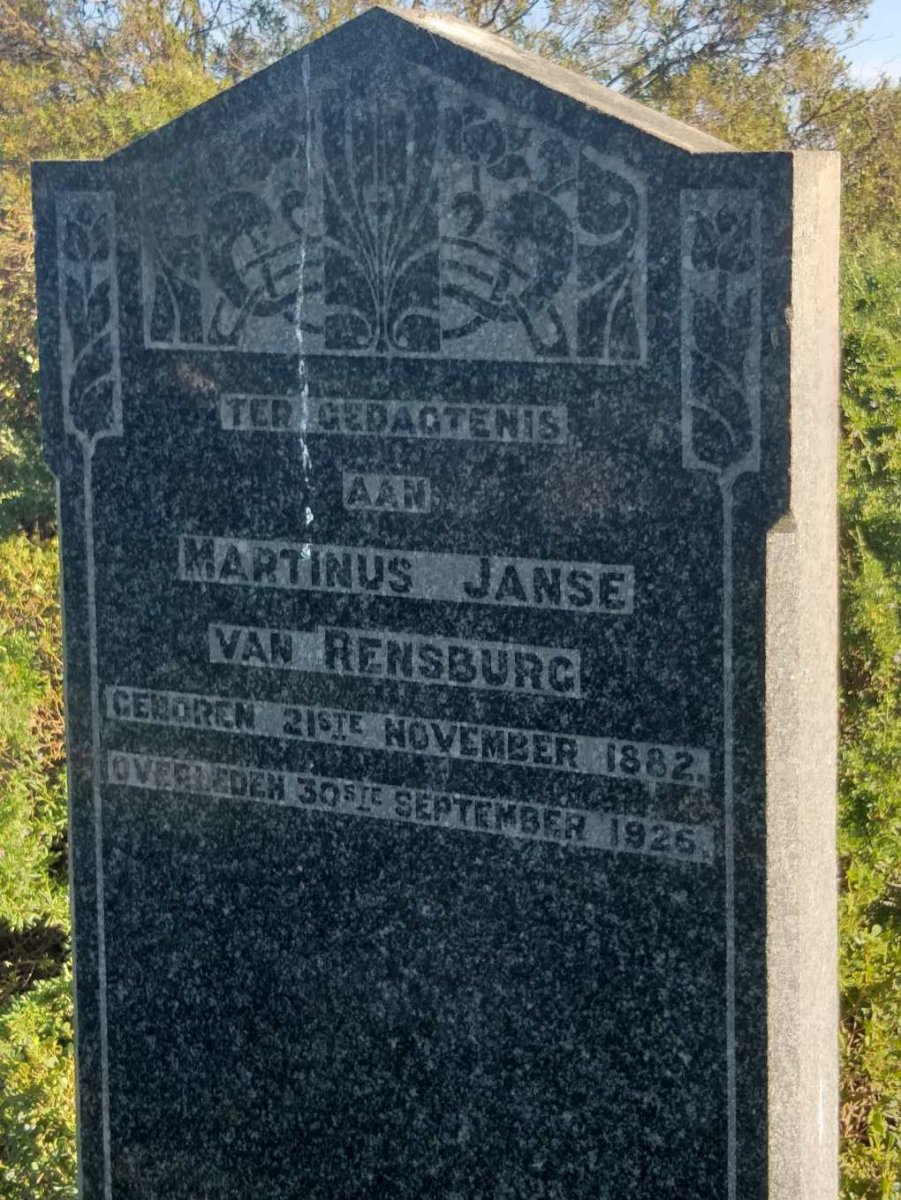 RENSBURG Martinus, Janse van 1882-1926