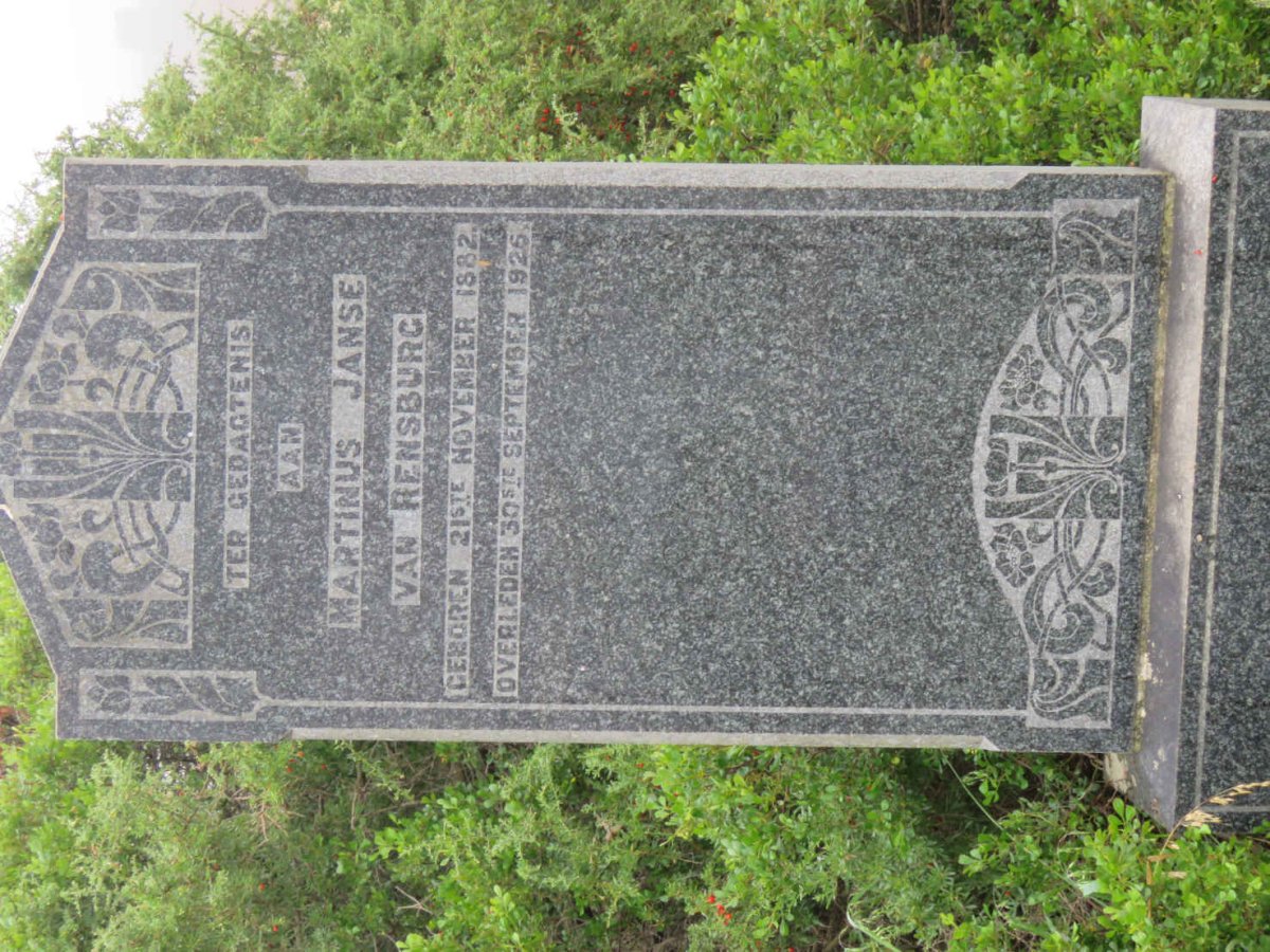 RENSBURG Martinus, Janse van 1882-1926 