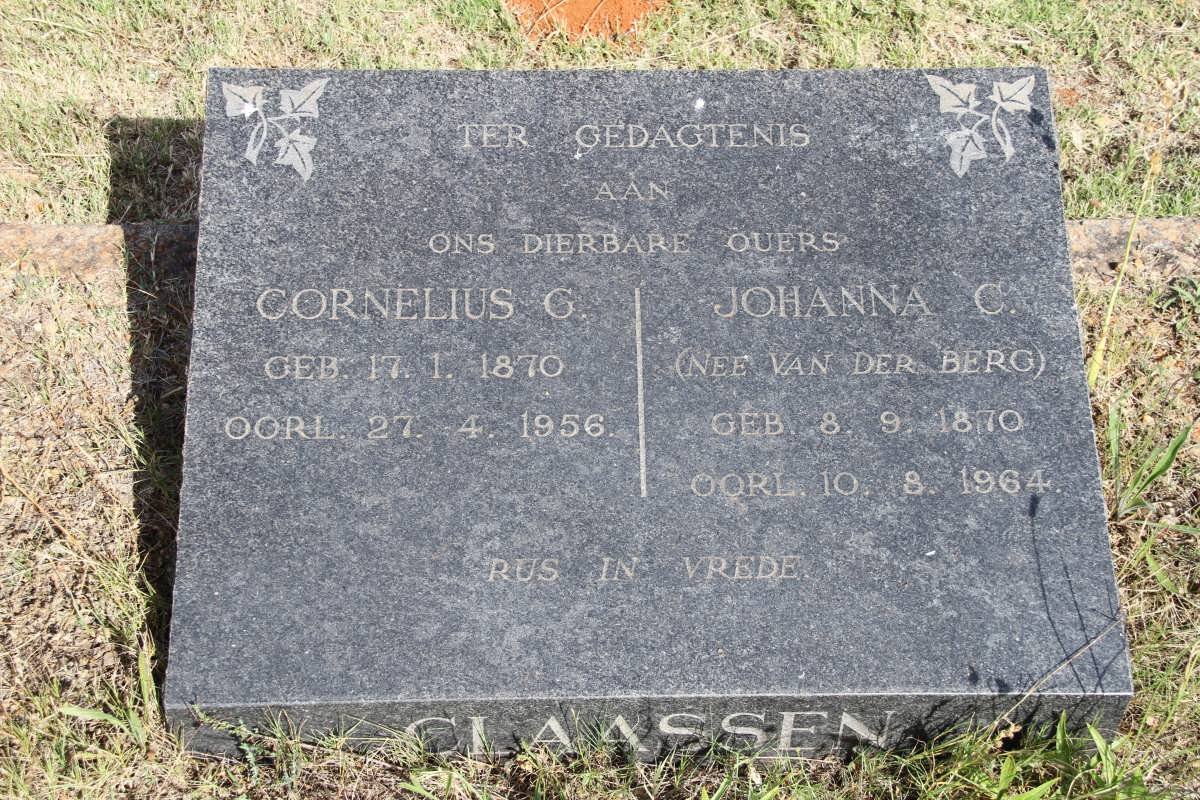 CLAASSEN Cornelius G. 1870-1956 &amp; Johanna C. VAN DER BERG 1870-1964