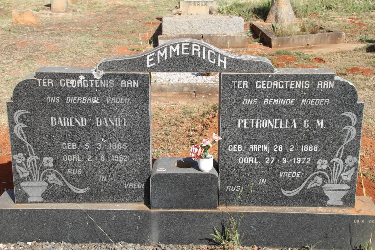 EMMERICH Barend Daniel 1885-1962 &amp; Petronella G.M. ARPIN 1888-1972