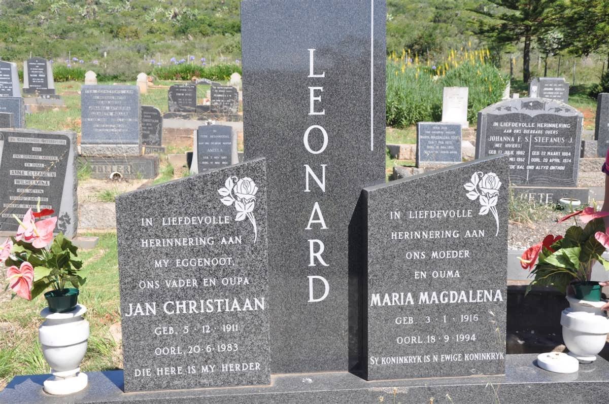 LEONARD Jan Christiaan 1911-1983 &amp; Maria Magdalena 1916-1994