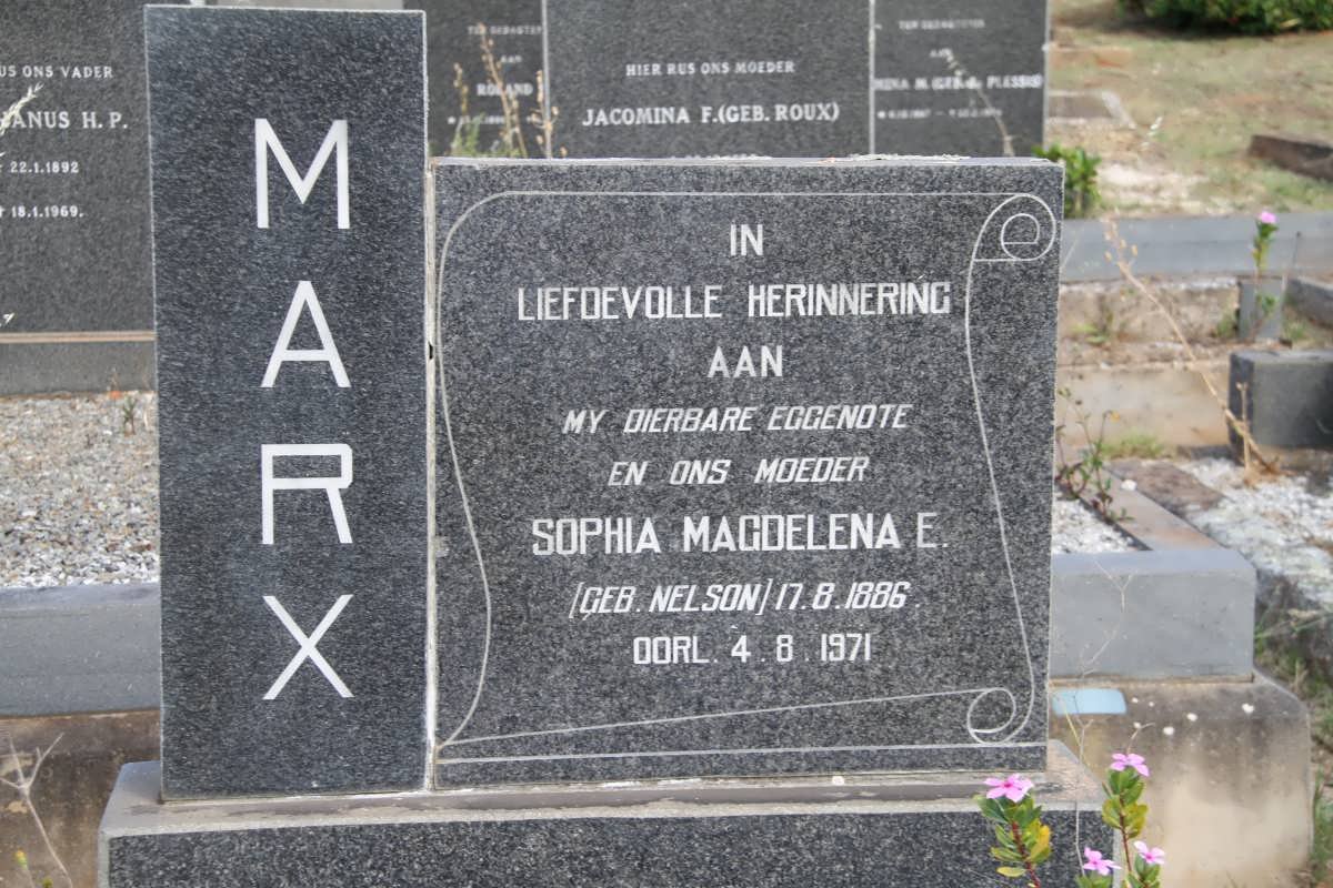 MARX Sophia Magdelena E. nee NELSON 1886-1971