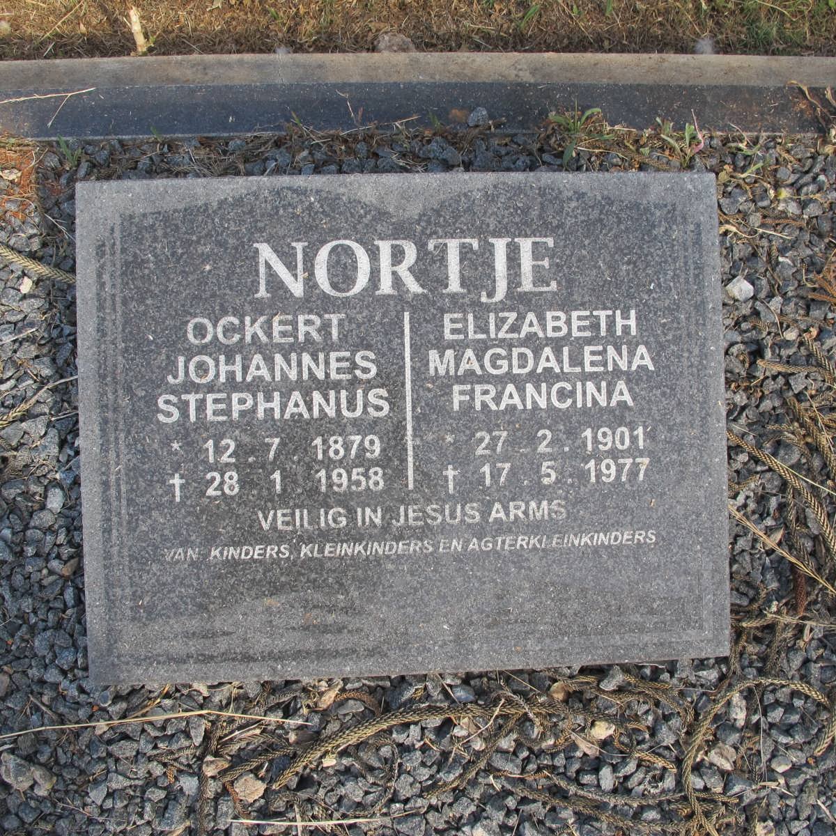NORTJE Ockert Johannes Stephanus 1879-1958 &amp; Elizabeth Magdalena Francina 1901-1977