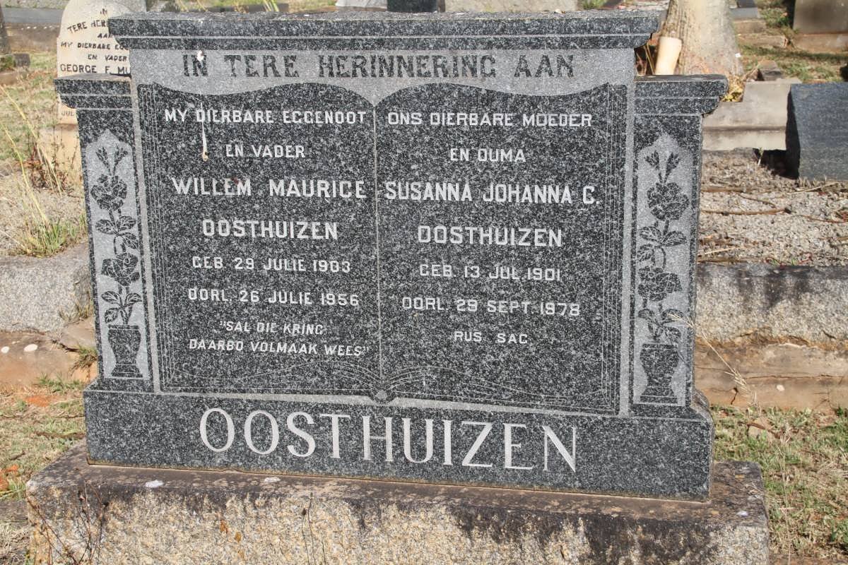 OOSTHUIZEN Willem Maurice 1903-1956 &amp; Susanna Johanna C. 1901-1978