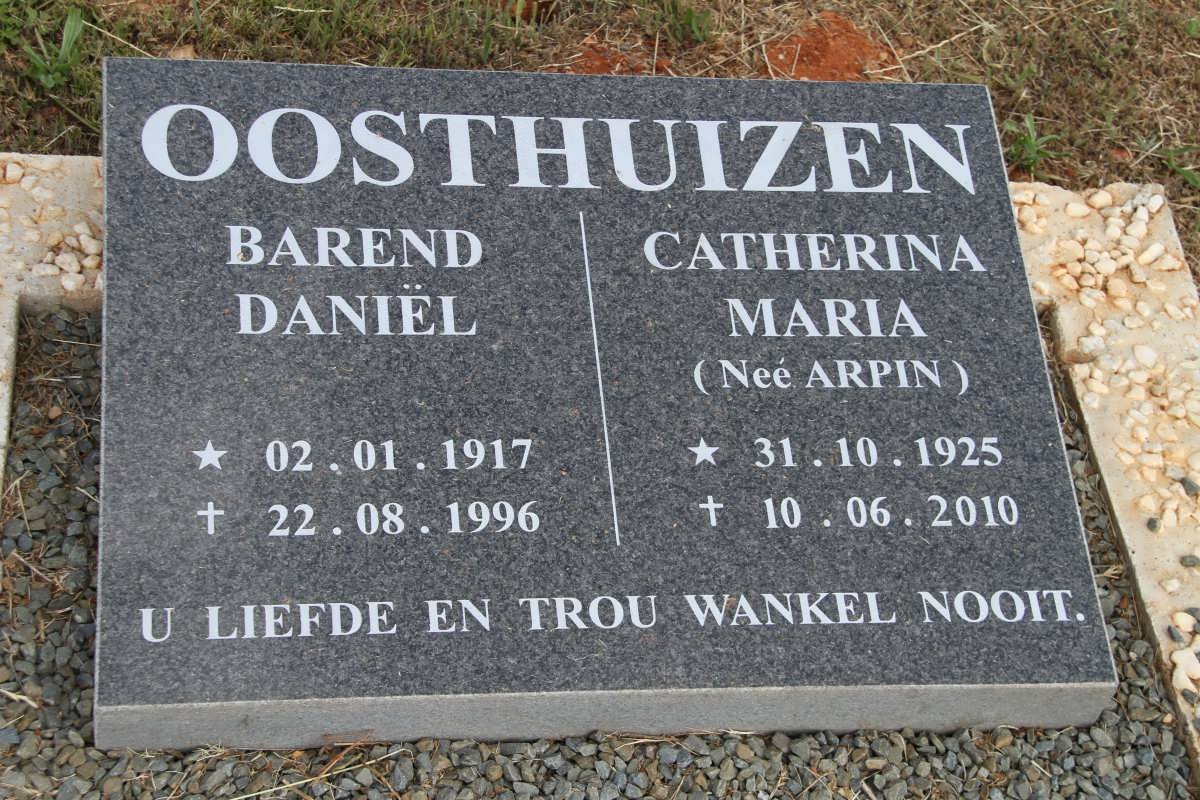 OOSTHUIZEN Barend Daniël 1917-1996 &amp; Catherina Maria ARPIN 1925-2010