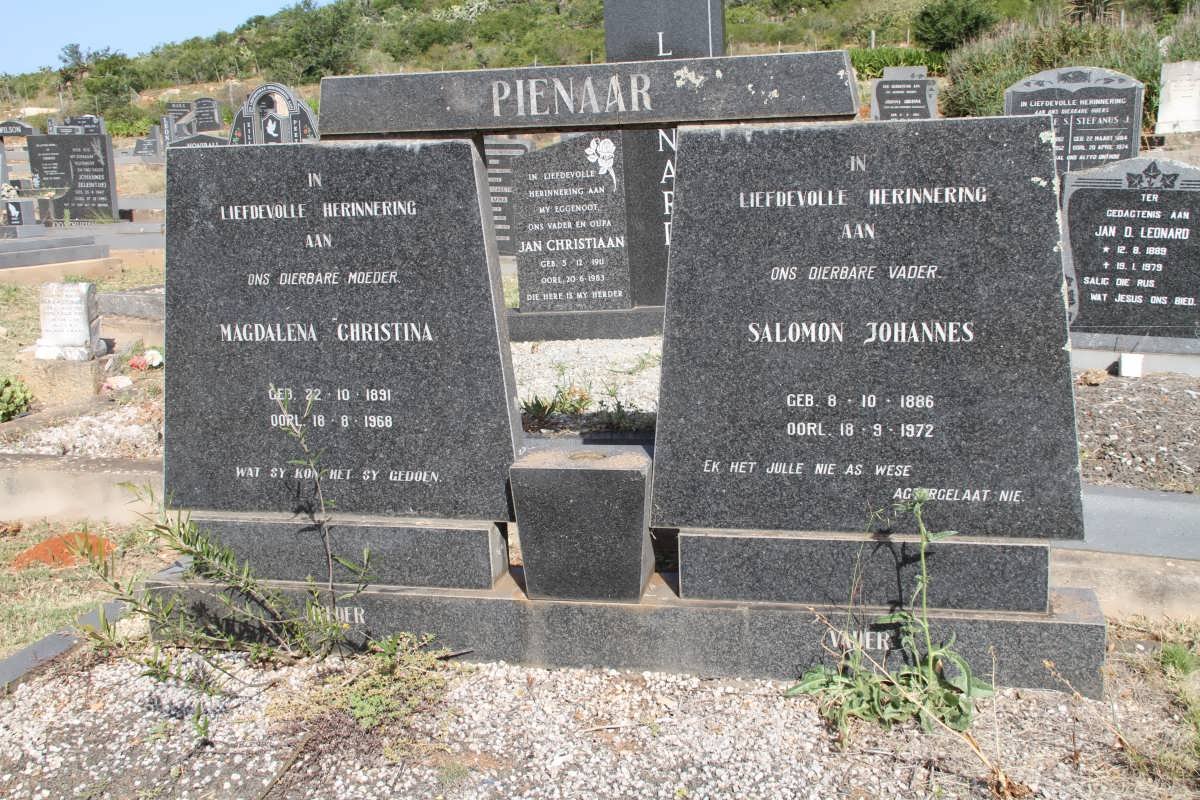 PIENAAR Salomon Johannes 1886-1972 &amp; Magdalena Christina 1891-1968