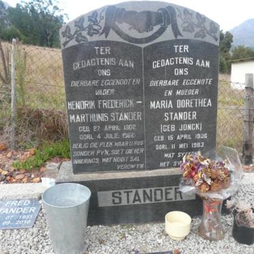 STANDER Hendrik Frederick Marthunis 1902-1962 &amp; Maria Dorethea JONCK 1906-1983