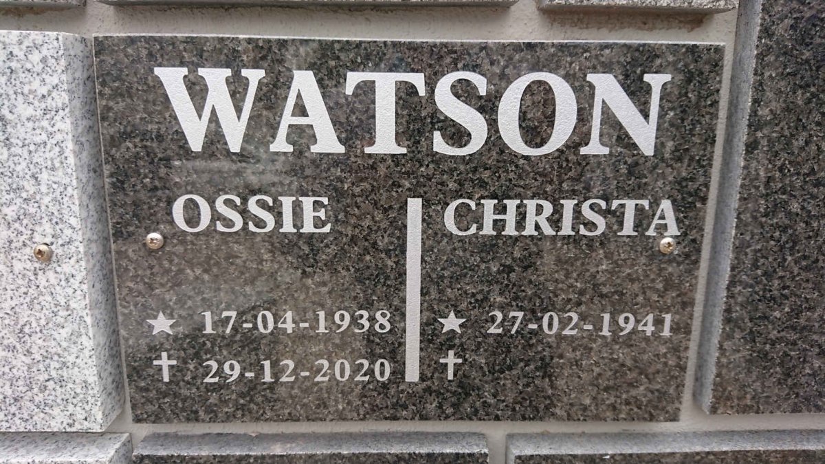 WATSON Ossie 1938-2020 &amp; Christa 1941-