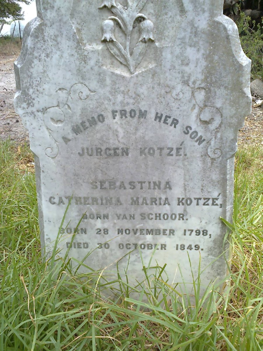 KOTZÉ Sebastina Catherina Maria nee VAN SCHOOR 1798-1849