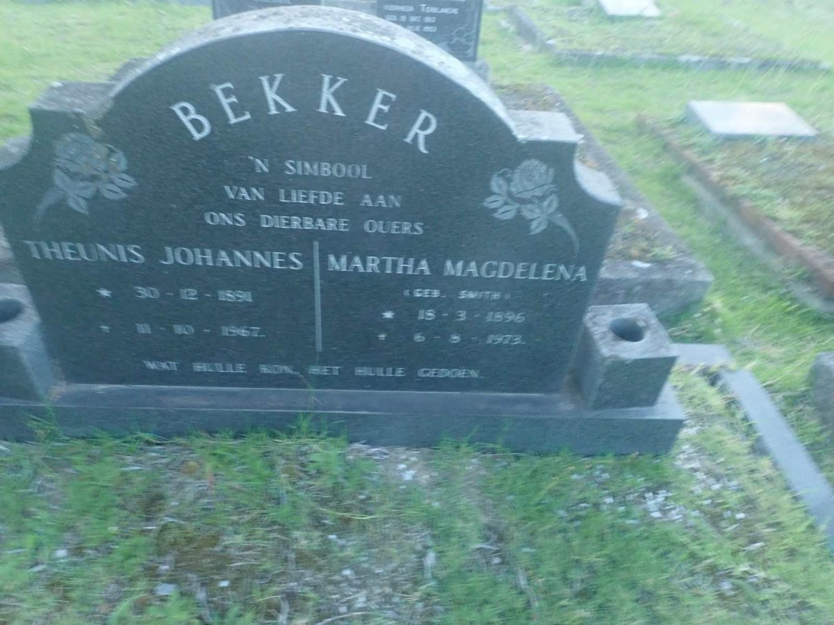 BEKKER Theunis Johannes 1891-1967 & Martha Magdelena SMITH 1896-1973