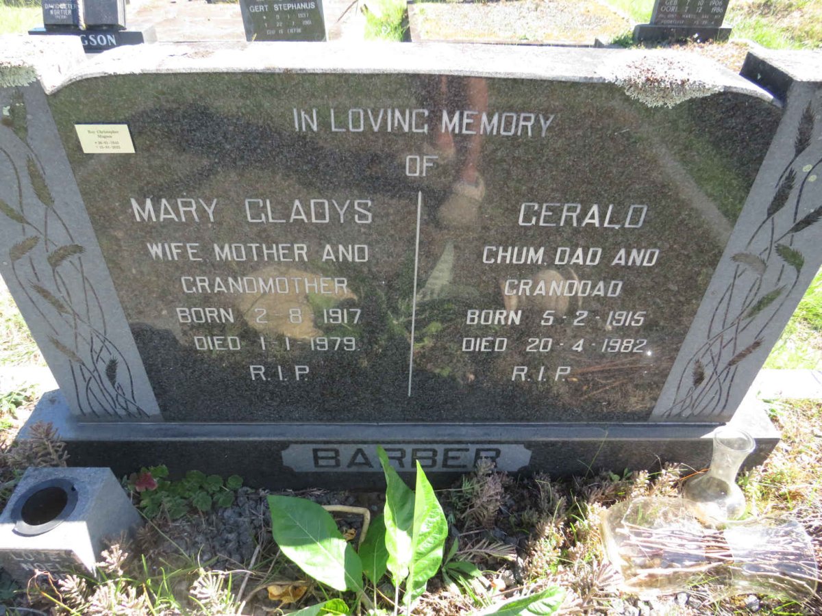 BARBER Gerald 1915-1982 &amp; Mary Gladys 1917-1979