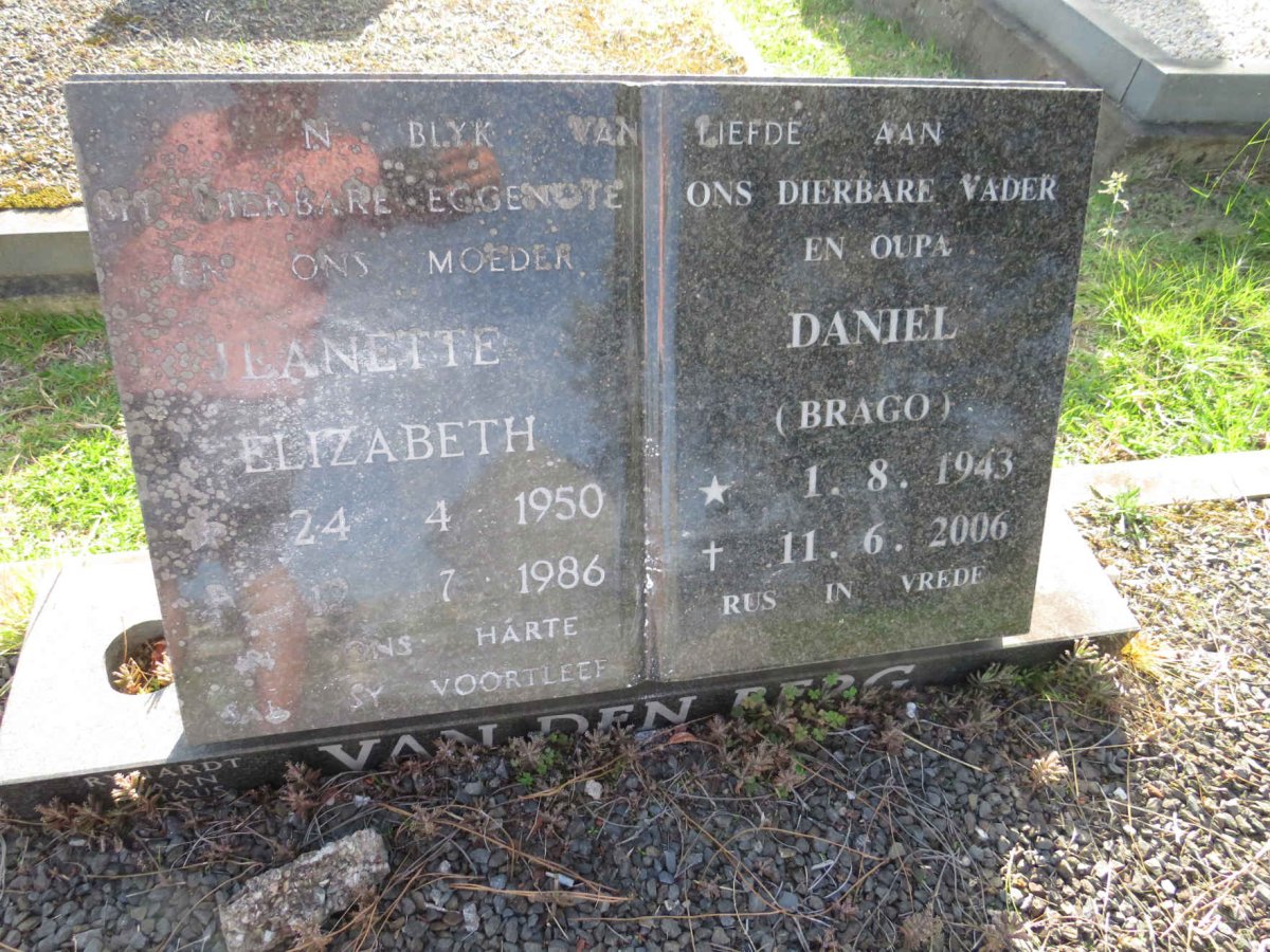 BERG Daniel, van den 1943-2006 &amp; Jeanette Elizabeth 1950-1986