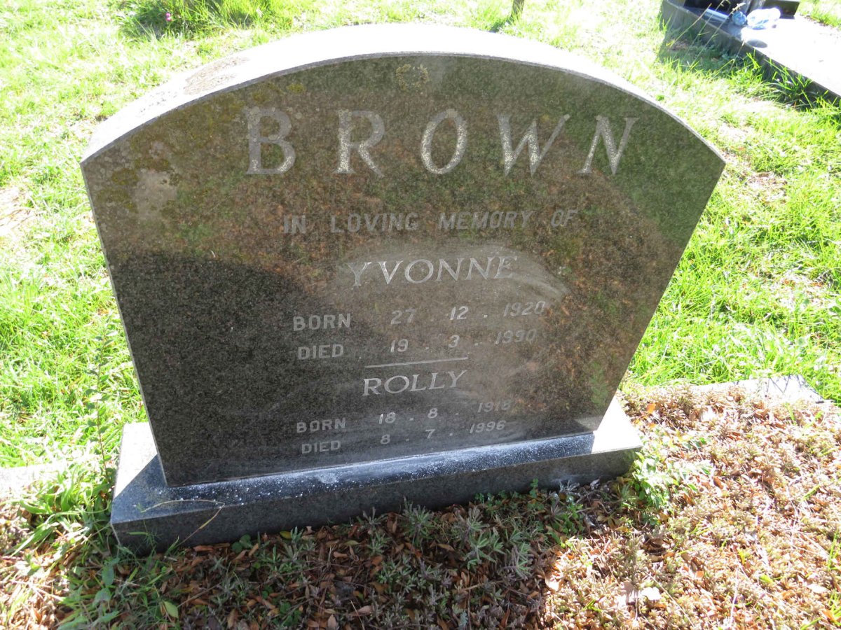 BROWN Rolly 1918-1996 &amp; Yvonne 1920-1990