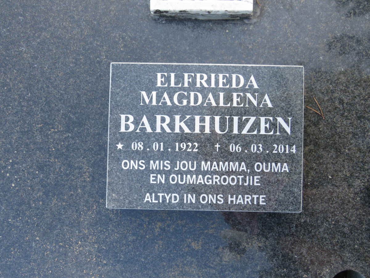 BARKHUIZEN Elfrieda Magdalena 1922-2014