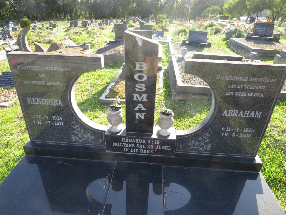 BOSMAN Abraham 1925-2005 &amp; Hendrina 1924-2011