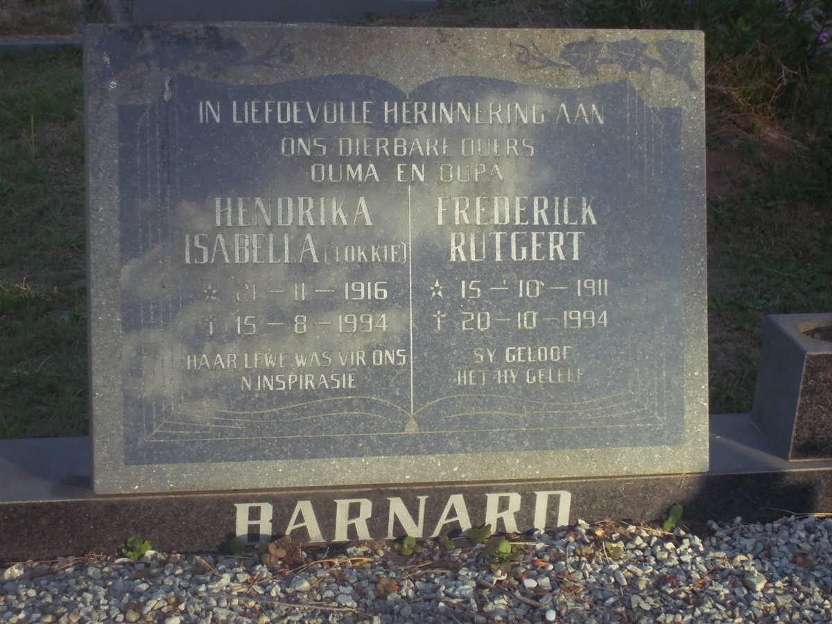 BARNARD Frederick Rutgert 1911-1994 &amp; Hendrika Isabella 1916-1994