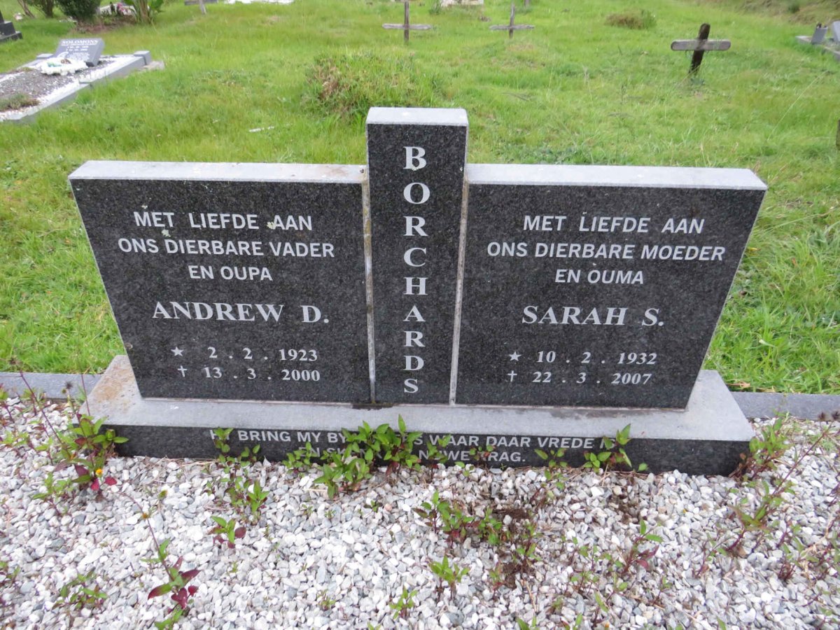 BORCHARDS Andrew D. 1923-2000 &amp; Sarah S. 1932-2007