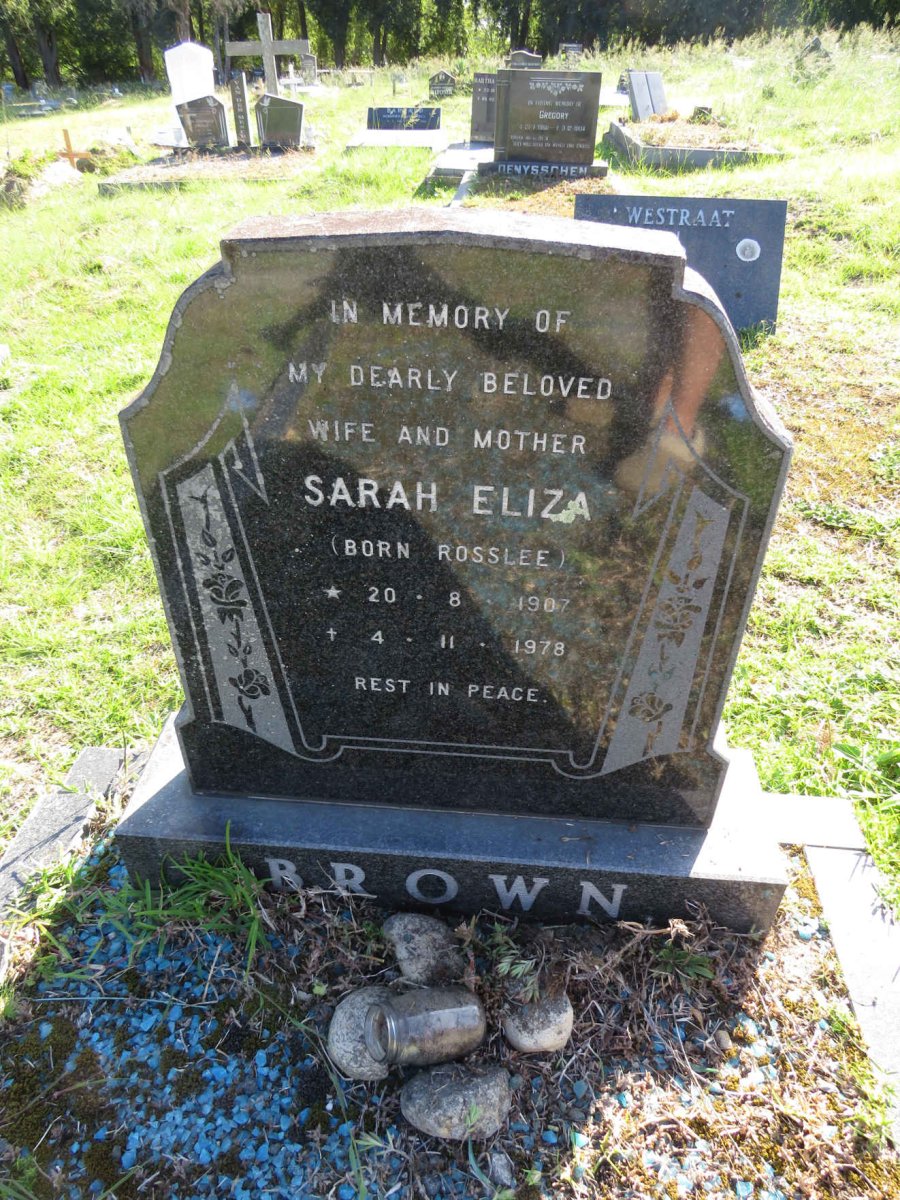 BROWN Sarah Eliza nee ROSSLEE 1907-1978